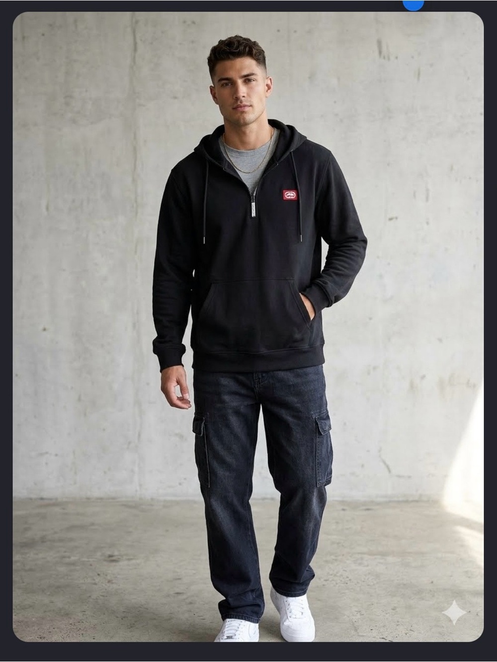 Ecko Unlimited Black Zip-Up Hoodie with Red Logo